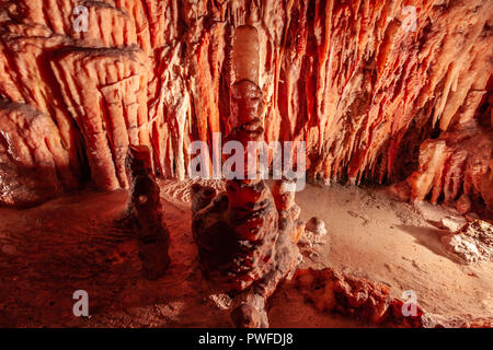 Stalactites and stalagmites in limestone cave Stock Photo