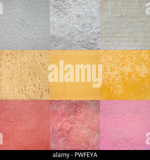 Seamless pattern. Squares of multicolored, cracked plaster. Stock Photo