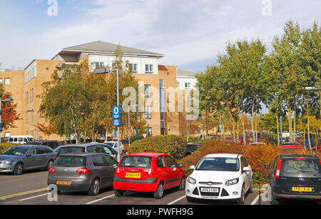 A view of the West Block of the Norfolk and Norwich University Hospital, Norwich, Norfolk, England, United Kingdom, Europe. Stock Photo