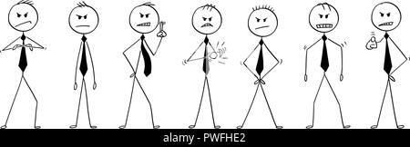 Cartoon of Group of Businessmen or politicians in Angry Poses Stock Vector