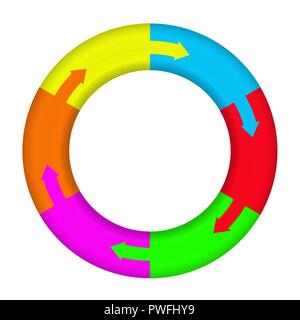 Pie chart from color sectors with arrows Stock Vector