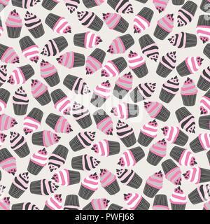 Beautiful yummy cupcake seamless background pattern Stock Vector