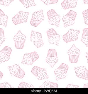 Beautiful yummy cupcake seamless background pattern Stock Vector