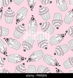 Beautiful yummy cupcake seamless background pattern Stock Vector