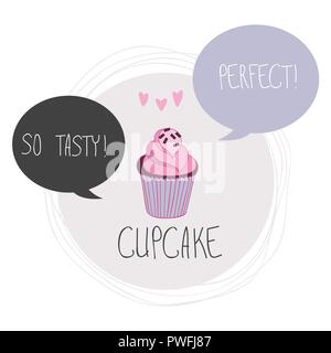 Lovely beautiful yummy cartoon cupcake Stock Vector