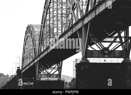 Railroad bridge. Industrial wallpaper. Riveted steel structures Stock Photo