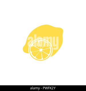 Creative layout made of lemon and slice. Flat lay. Food concept. Lemon on white background. Stock Vector