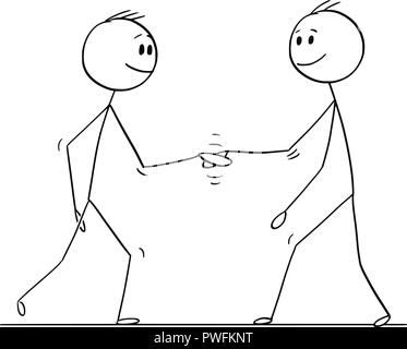 Cartoon of Two Men or Businessmen Shaking Hands Stock Vector