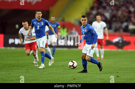 CHORZOW, POLAND - OCTOBER 14, 2018: UEFA Nations League Poland and Italy o/p: Jorginho (Italy) Stock Photo