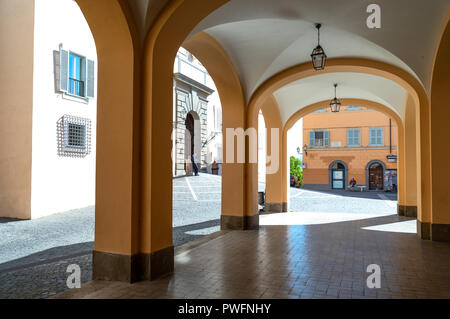 Castelgandolfo, Italy - April 21, 2017: The arcade  in front of the Apostolic palace, summer residence of the Popes