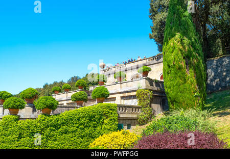 Castelgandolfo, Italy - April 21, 2017: The gardens of the Apostolic palace, summer residence of the Popes