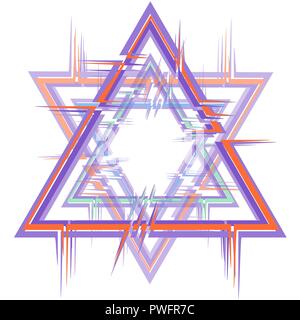 abstract frame in the form of a six-pointed star with a glitch effect Stock Vector