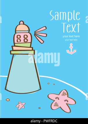 Nice marine background in vector with cute starfish in cartoon style Stock Vector