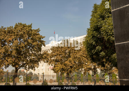 Front gate surrounding White House government building in Bishkek, Kyrgyzstan. Stock Photo