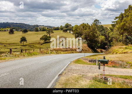 Australian countryside. Road through the farms. Sunshine coast, Queensland, Australia Stock Photo