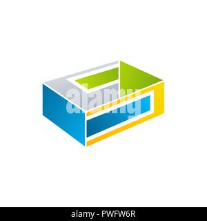 Creative Box abstract emblem, design concept, logo, logotype element for template Stock Vector