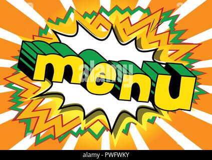 Menu - Vector illustrated comic book style phrase Stock Vector Image ...