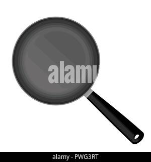 Vector realistic empty frying pan, top view isolated on white background Stock Vector