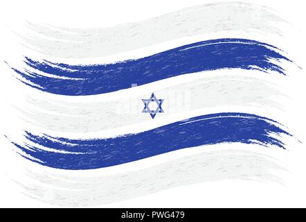 Grunge Brush Stroke With National Flag Of Israel Isolated On A White Background. Vector Illustration. Stock Vector