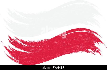Grunge Brush Stroke With National Flag Of Poland Isolated On A White Background. Vector Illustration. Stock Vector