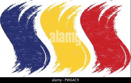 Grunge Brush Stroke With National Flag Of Romania Isolated On A White Background. Vector Illustration. Stock Vector