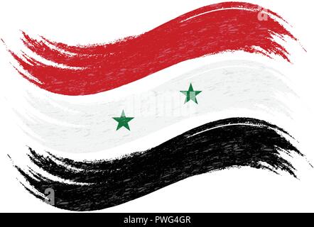 Grunge Brush Stroke With National Flag Of Syria Isolated On A White Background. Vector Illustration. Stock Vector