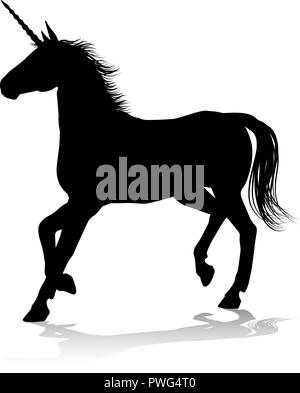 Unicorn Silhouette Horned Horse Stock Vector