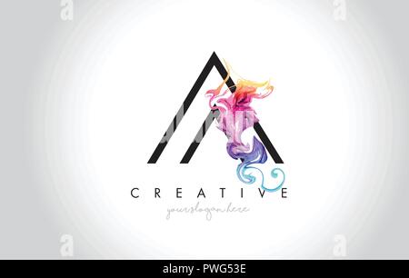 RE Vibrant Creative Leter Logo Design with Colorful Smoke Ink Flowing ...