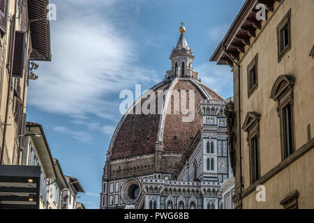 Florence, Exterior of the domed cathedral of the city, Santa Maria del Fiore, known as The Duomo Stock Photo