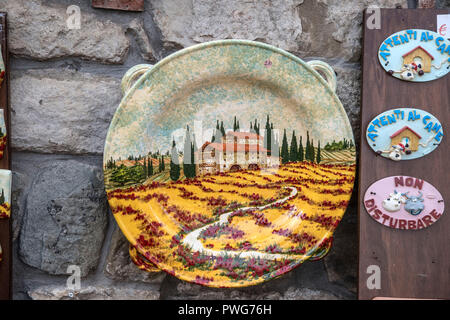 hand painted ceramic plates Montecatini Terme is an Italian municipality in the province of Pistoia, Tuscany, Italy. Stock Photo