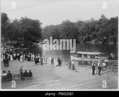 Bronx Lake from New York Zoological Park, 183 D. St. and Southern Blvd., New York City- Boat landing Stock Photo