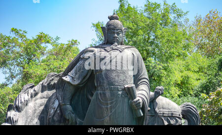 Wuhan Hubei, CHINA - September 08-2018: Wuhan Statue of the Yue Fei in Wuhan, China. He is national hero at ancient china kingdom. Stock Photo