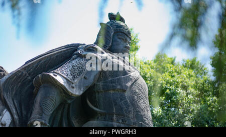 Wuhan Hubei, CHINA - September 08-2018: Wuhan Statue of the Yue Fei in Wuhan, China. He is national hero at ancient china kingdom. Stock Photo