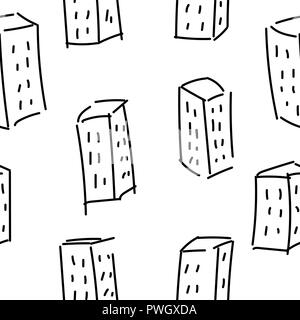 Seamless pattern. Multi-storey houses painted by hand. Stock Vector