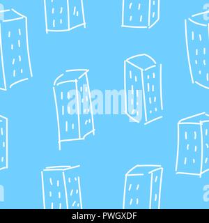 Seamless pattern. Multi-storey houses painted by hand. Stock Vector