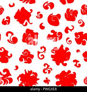 Seamless pattern. Red blobs of fancy shape on a white background. Stock Vector