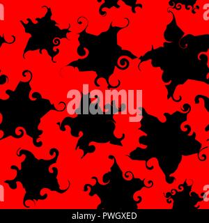 Seamless pattern. Black blots on a red background. Stock Vector