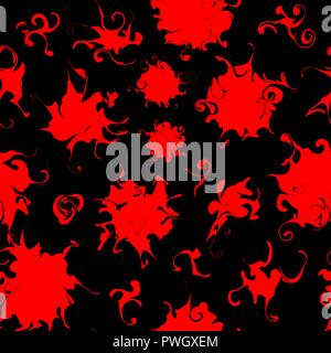 Seamless pattern. Red blots on a black background. Stock Vector