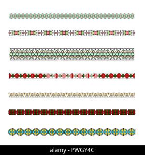 Colored borders patterned strip for design.Patterned, decorative frame for decorating invitations, postcards and other printed products. Stock Vector
