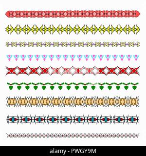 Colored borders patterned strip for design.Patterned, decorative frame for decorating invitations, postcards and other printed products. Stock Vector