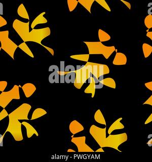 Seamless pattern. Golden iridescent abstract pattern on a black background. Stock Vector
