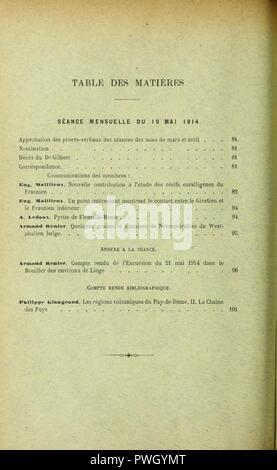 Bulletin de la Société belge de géologie, de paléontologie et d'hydrologie Stock Photo