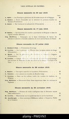 Bulletin de la Société belge de géologie, de paléontologie et d'hydrologie Stock Photo