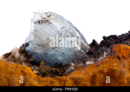 Barite on Calcite, Stoneham, weld County, Colorado Stock Photo