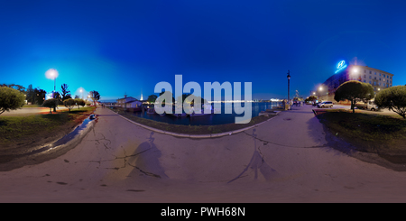 360 degree panoramic view of Embankment of the Neva River and divorced Palace bridge