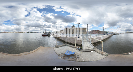 360 degree panoramic view of Embankment of Lieutenant Schmidt. View from the pier