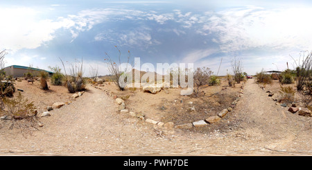 360 degree panoramic view of Desert garden at the Wilderness Museum in El Paso, Texas