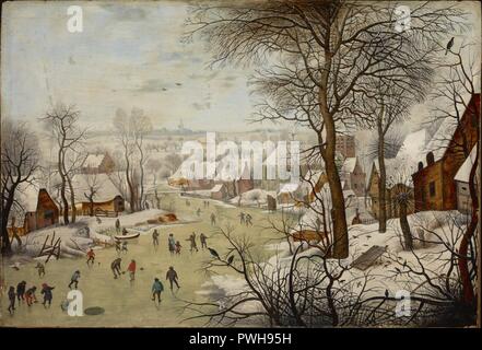 Pieter Brueghel de Jonge - Winterlandschap met vogelval Stock Photo