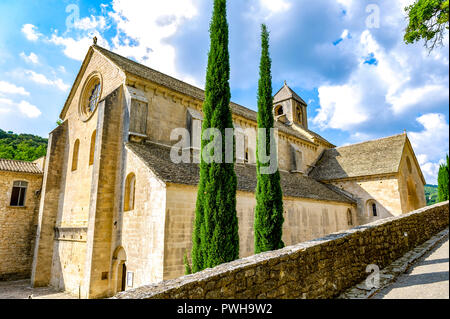 France. Vaucluse (84). Common Gordes. Regional Natural Park of Luberon. Abbey Notre Dame de Senanque dating from the twelfth century. The church Stock Photo