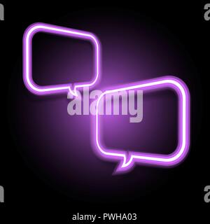 Violet neon speech bubble on dark background, stock vector Stock Vector